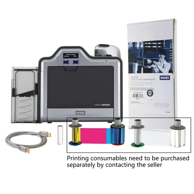 Original HDP5000 Dye-Sublimation Resin Thermal Transfer Single Side Dual Dide Plastic ID PVC Card Colorful Printer