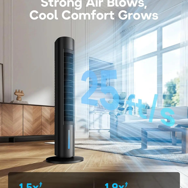 Windowless Portable Air Conditioner, 35.2" Evaporative Air Cooler, 7H Timer, 4 Modes, Remote Control, 140° Max Oscillating, Black