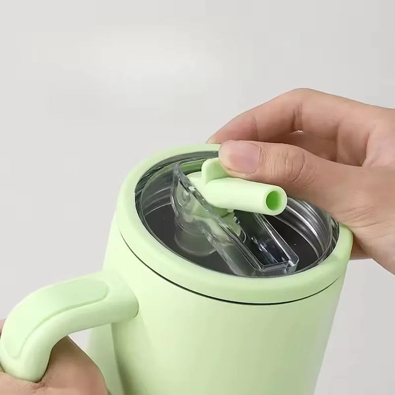 40oz Stainless Steel Thermos Cup with Straw Portable Car Cup Large Capacity Travel Mug Cup Water bottle 1200ml Coffee Mugs