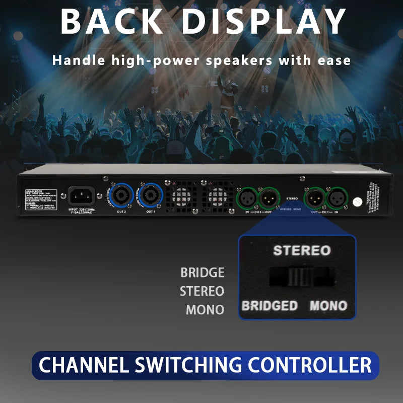 FUHAM SP-750 Class D Digital Power Amplifier 750W 8Ω 2 Channel 1U Lightweight Pro Audio Amp for DJ Stage Performance