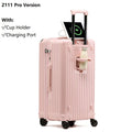 2024 New Large Capacity Cup Holder Luggage Suitcase USB Charging Women Girl Carry-On Boarding Luggage Travel 20/24/26/28 inch