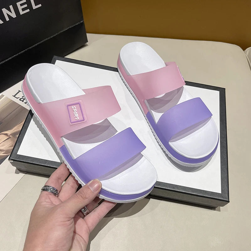 Slippers for Women to Wear Outside 2025 New Summer Non-Slip Thick-Soled Women's Home Bathing Seaside Beach Sandals