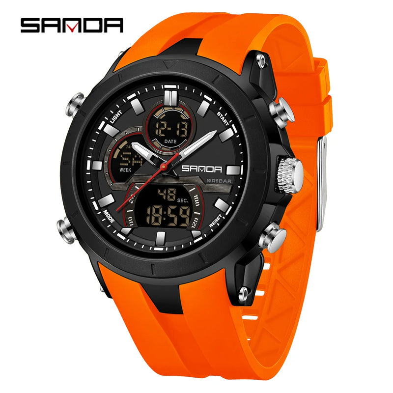 SANDA New 6279 Casual Men's Electronic Watch Sports Multi Functional Waterproof LED Dual Display - Visuel 10 | SAMAG