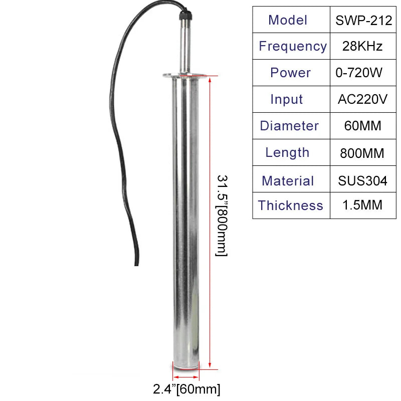 Immersible 28KHz Ultrasonic Transducer Vibrator Rod Ultrasound Vibration Probe Nano Solvent Dispersion Oil Emulsifier Mixer