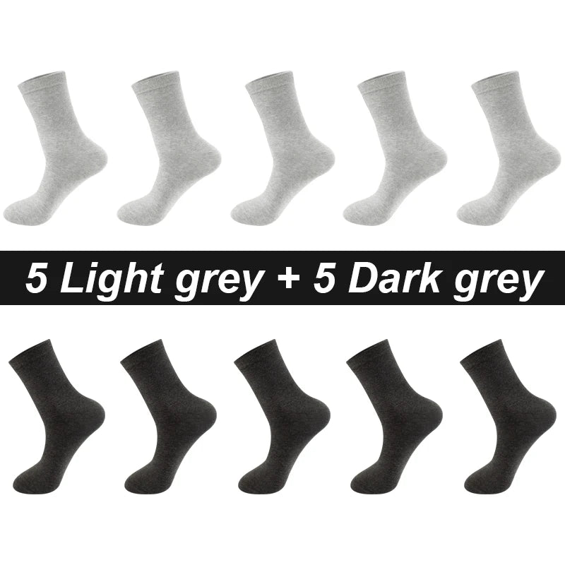10Pairs/Lot Men Combed Cotton Socks Black Casual Business | SAMAG