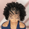 Afro Kinky Curly Hair Wig New Braided Wigs for Black Women Full Lace Synthetic Wigs Knotless Cornrow Braids Short 6 Inches