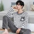 Cartoon Cute Dog Letter Print Men's Pajamas Set Cotton Soft Autumn Winter New Men's Sleepwear Long Sleeve & Pants Korean Pajamas