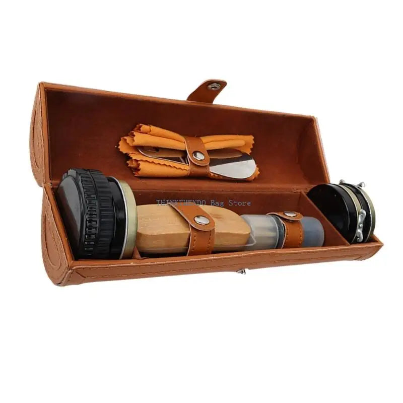 340D Leather Care Tool Set Includes Leather Conditioner Wooden Brush Polish Sponge and Shoehorn For Footwear Belt Bag Jackets