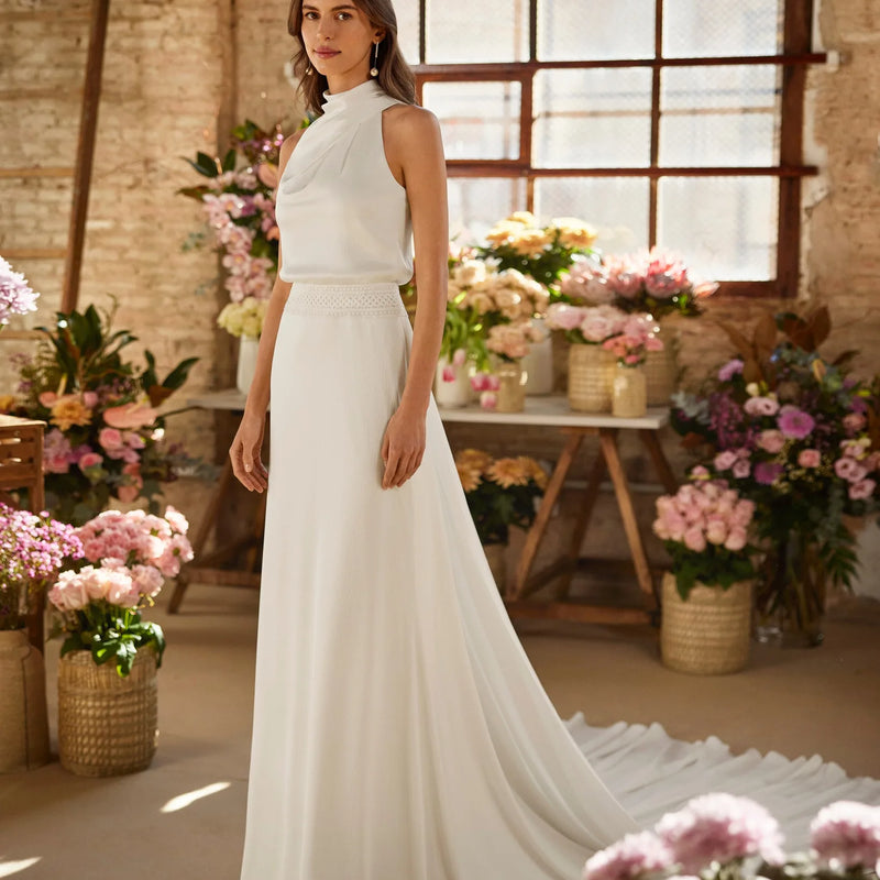 Customized A-Line Halter Elegant Formal Evening Dress | SAMAG