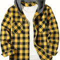 Youth Fashion Street Hooded Plaid Shirt Men's Slim Fit | SAMAG