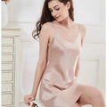 Women's Lingerie Chemise Slip Nightgown 100% Real 19 Momme Mulberry Silk Sleepwear V Neck Spaghetti Strap Dress S-4XL