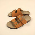 Women's Flat Outdoor Beach Casual Slippers Man Sliders Thick Sole Leather Cork Sole Sandals and Slippers