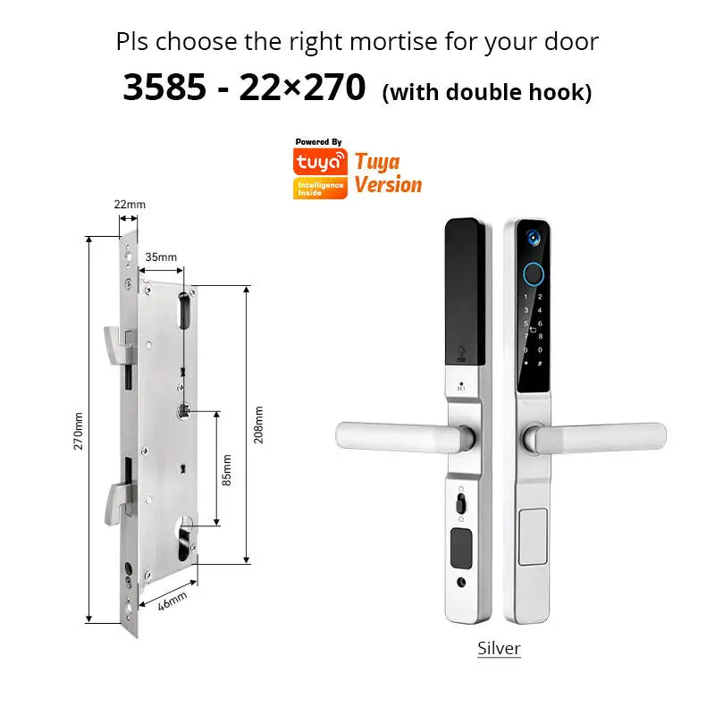Smart Lock with Camera Door Viewer Waterproof IP66 Tuya WiFi Fingerprint Password Sliding RFID Card Sliding Electronic Door Lock