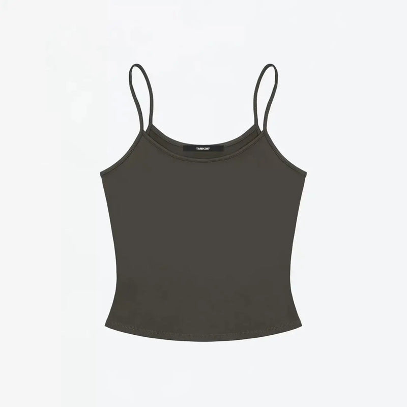 ANK Air Summer Top with Solid Color, Black and White Powder, Wide Shoulder Strap, I-Shaped Tank Top, Women's Sports, Daily Wear