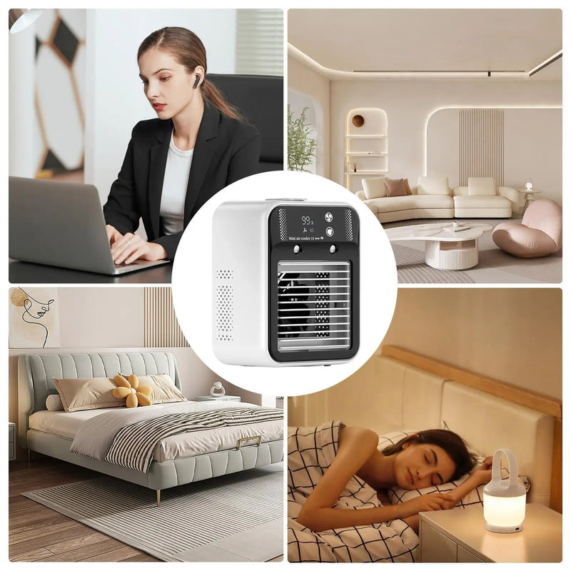 Portable Mini Air Conditioner For Dormitory Fast Cooling Ultrasonic Nano Mist LCD Display Rechargeable indoor Outdoor Cooler