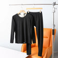 Upgraded Version Men's Thermal Wool Silk Underwear Set Self-Heating Double Warmth Velvet Knitted Fabric Long Sleeve round Neck