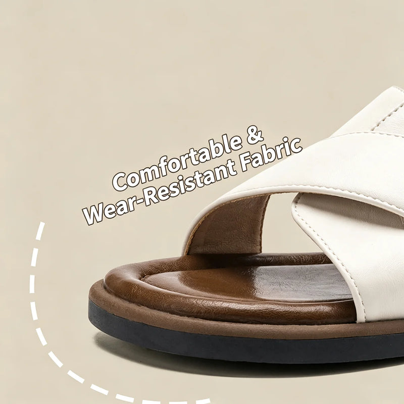 FOXER 2026 New Summer Women's Slippers Solid Color Fashion Outside Flat Low Heels Lightweight Female Non Slip Shoes All-match