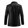 Men's Faux Leather Crocodile Pattern Jacket Single Row Large Lapel Suit Style Chest Pocket PU Leather Coat
