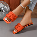 Summer New Elegant Beach Flat Bottom Women's Slippers Fashionable Outerwear Lightweight Square Toe Comfortable Casual Slippers