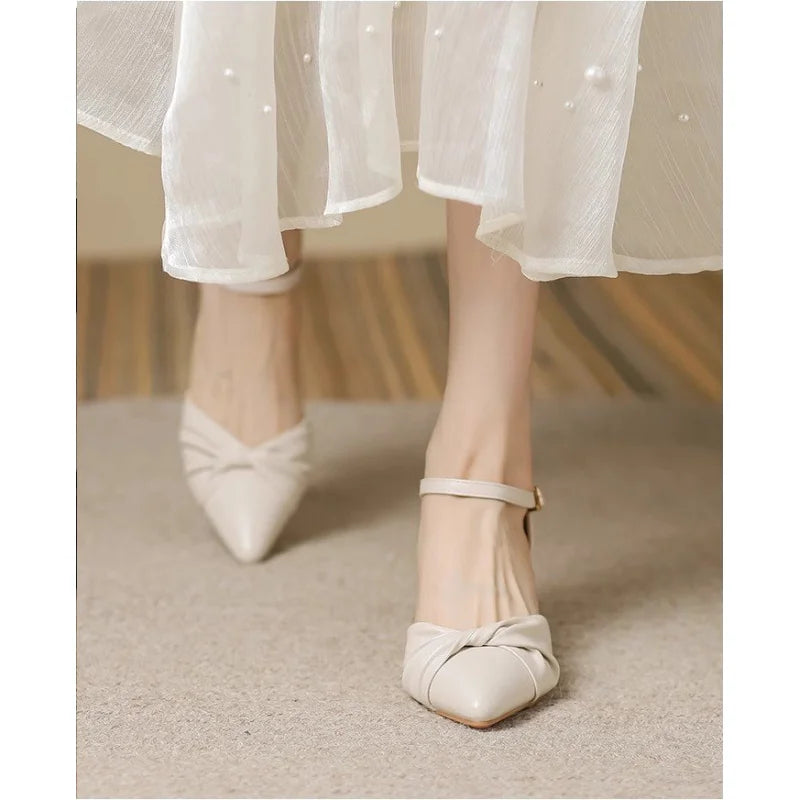 Elegant Bow Prom Party Heels | 2026 Spring Women's Block Heel Ankle Strap Pumps | Comfortable Cutout Closed Toe Casual Sandals