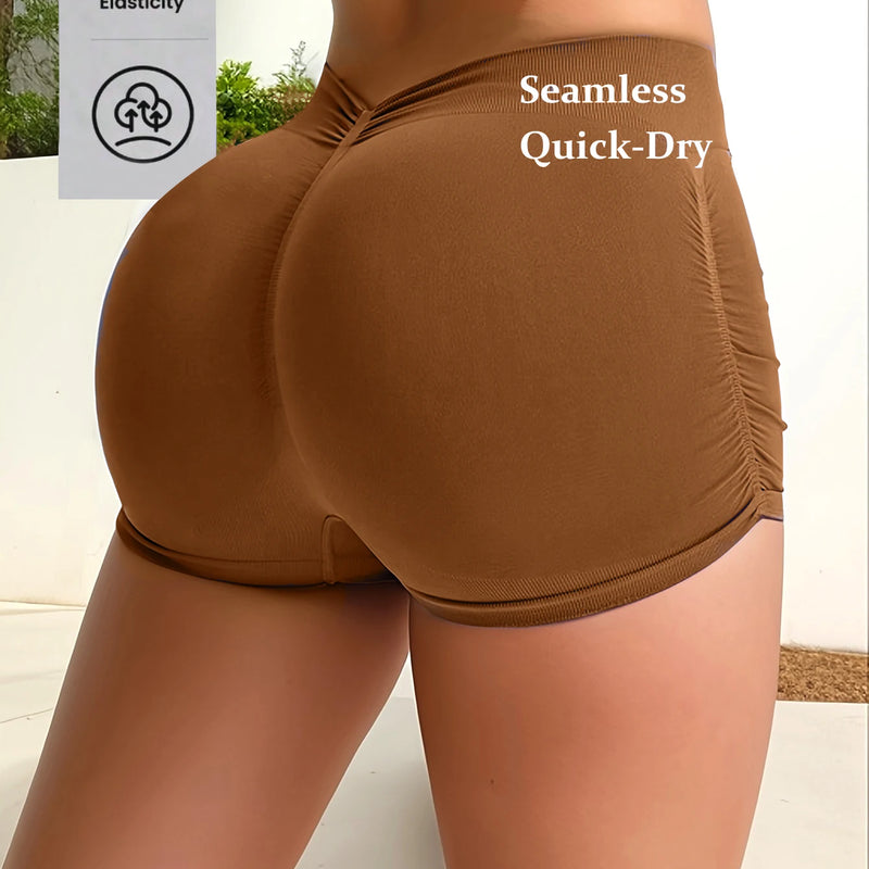 Women High Waist Seamless Yoga Shorts Scrunch Butt Lift Elastic Workout Biker Shorts Stretchy Tummy Control Gym Fitness Running