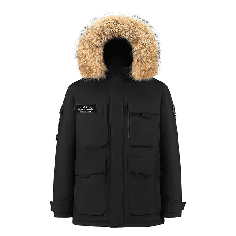 New White Duck Down Jacket Men Men's Coat Windproof Removable Cap Parkas Solid Color Outdoor Casual Hooded Overcoat Clothes
