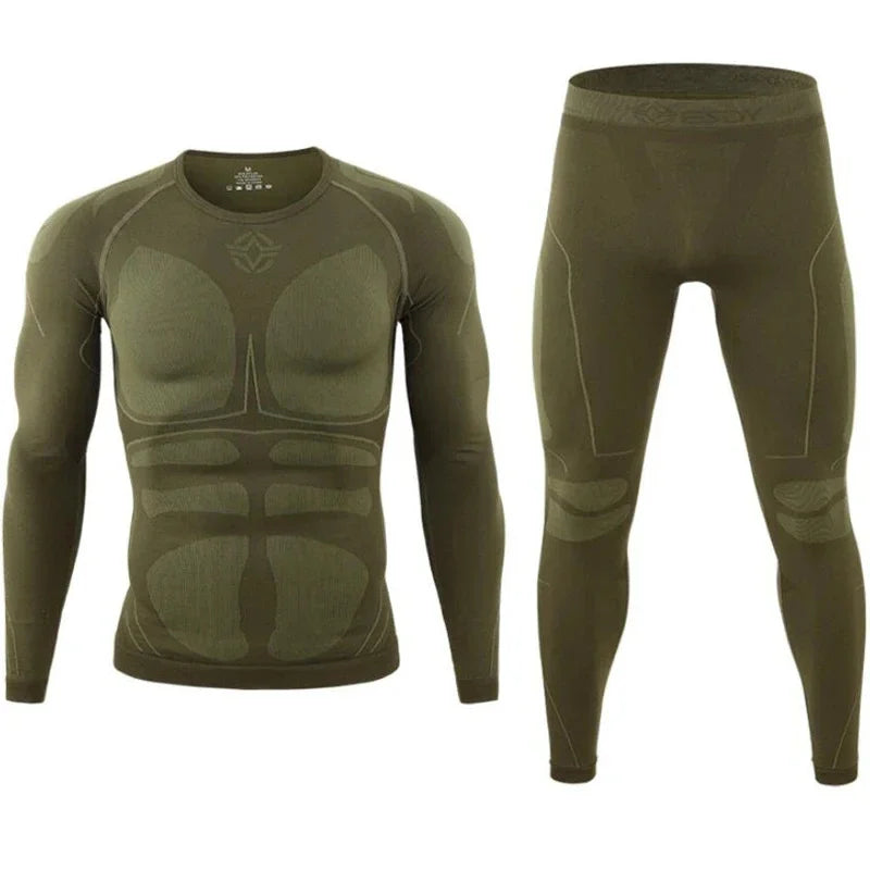 Men's Tactical Tight Fitting Seamless Thermal Underwear Outdoor Sports Function Breathable Training Design Cycling Thermal Suit
