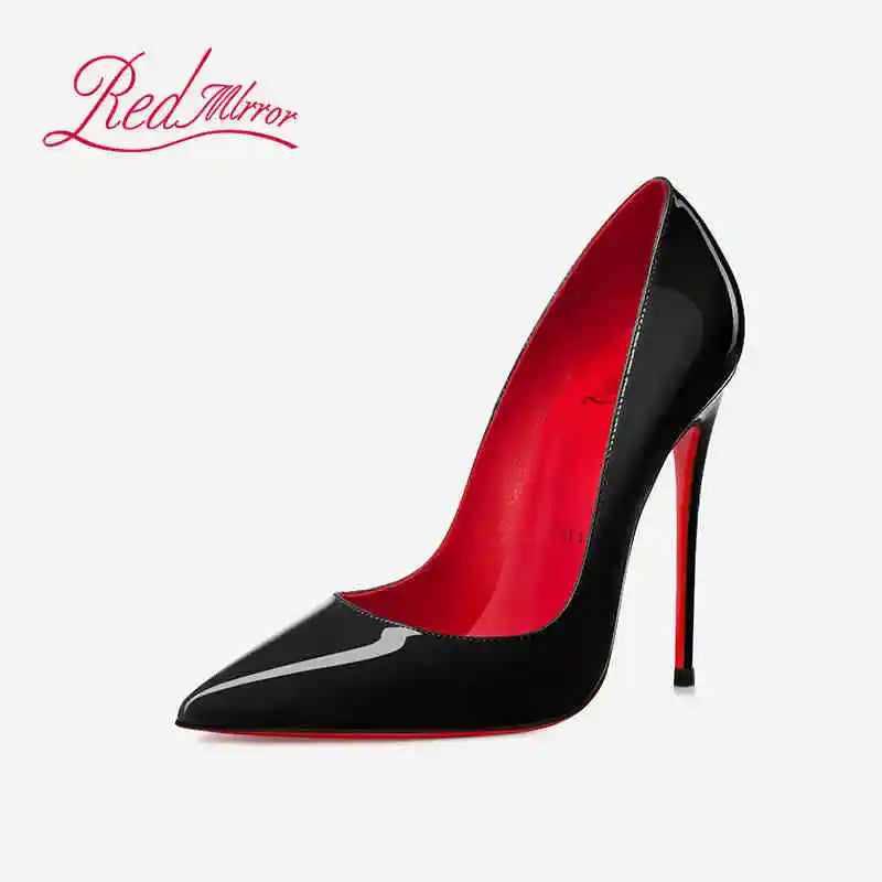 Women Heels Naked Color Women's Elegant High Heel Luxury Black Shoes Woman 2026 Red Shiny Bottoms Pointed Toe Party Ladies Women