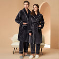 Flannel Couple Robe And Pant Set Warm Autumn Winter Thick Coral Fleece Pajamas Women's Bathrobe Men's Sleepwear Loose Home Cloth
