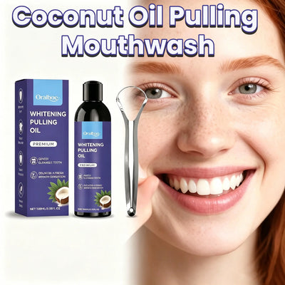 Coconut Oil Pulling Mouthwash With Mint Tongue Scraper | SAMAG