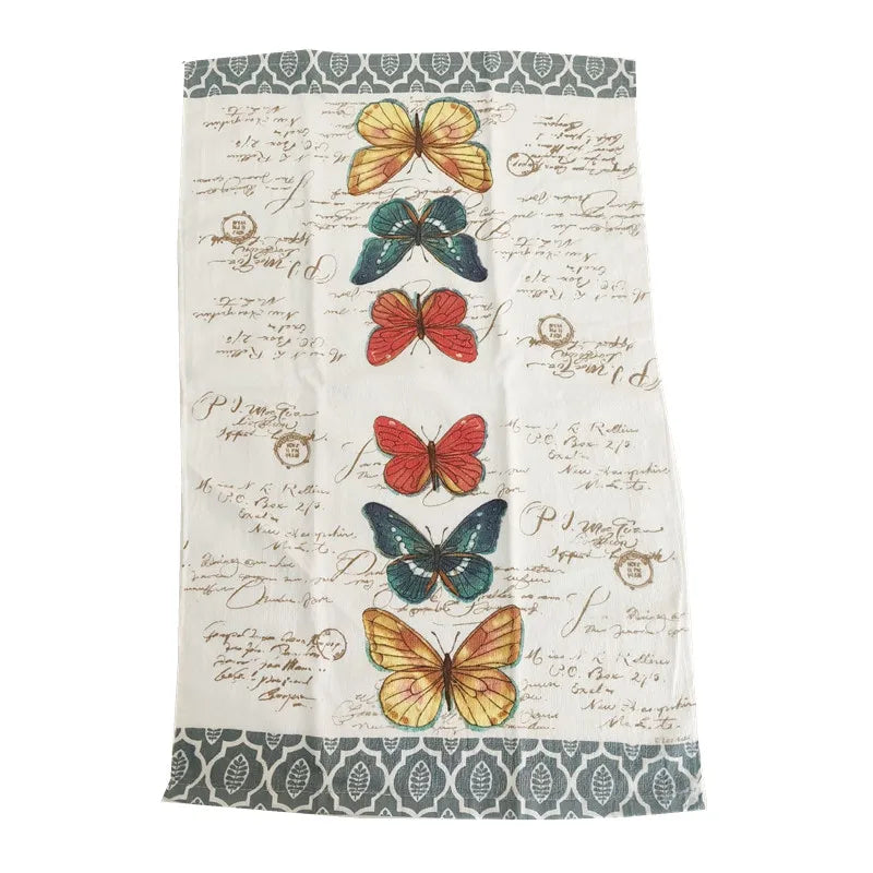 5Pcs/lot 41x64cm 100% Cotton Colorful Printed Tea Towel Dish Cleaning Cloth Table Napkins Cooking Tools Kitchen Hand Towels