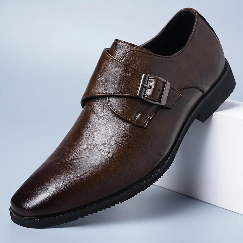 Men's business leather shoes, formal wear, pointed-toe British trend, comfortable and breathable dress shoes