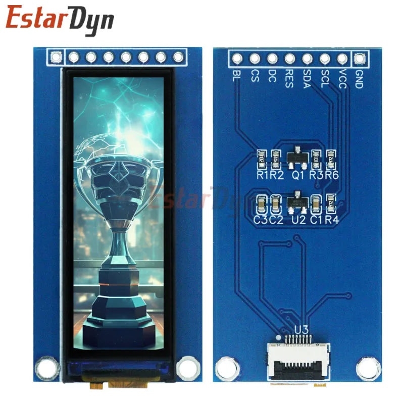 Estardyn 1.68-inch TFT LCD screen, NV3007 small screen, 142*428 long strip screen, LCD full view angle, SPI color screen