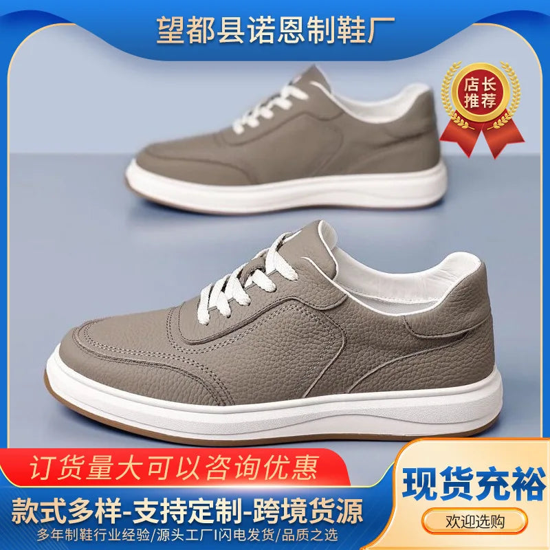 2026 New Men's Leather Shoes Casual Spring Autumn Fashionable Genuine Cowhide Slip-On Breathable Comfortable Anti-Slip Shoes