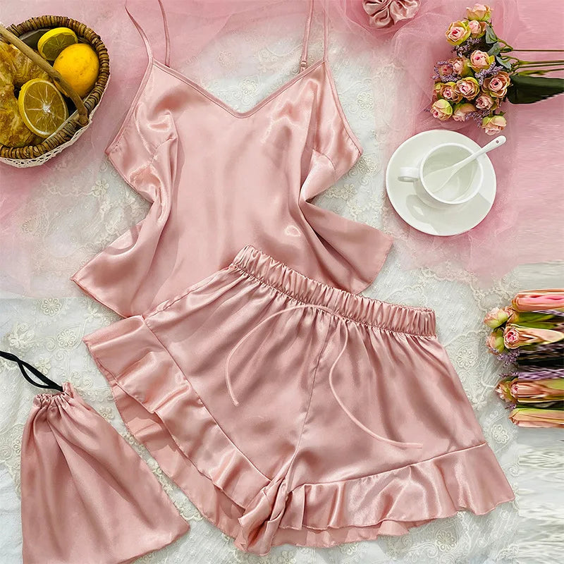 Spring Summer New Women Pajama Four Piece Suit Sleepwear | SAMAG