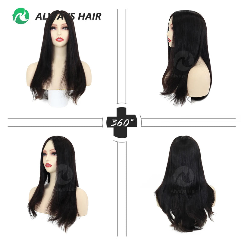MW46 - 16" Lace Front Natural Hair Wig Chinese Human Hair Full Head Wigs for  Women