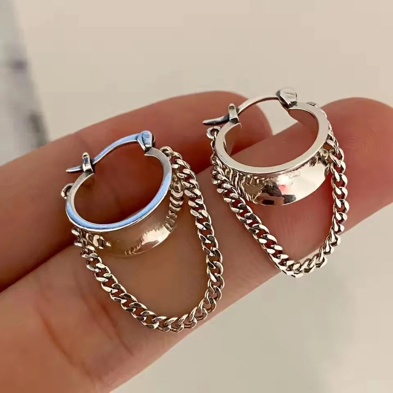 VENTFILLE 925 Sterling Silve Star Hoop Earring for Women Zircon Geometry Wide Office Versatile Jewelry Birthday Gift Dropship
