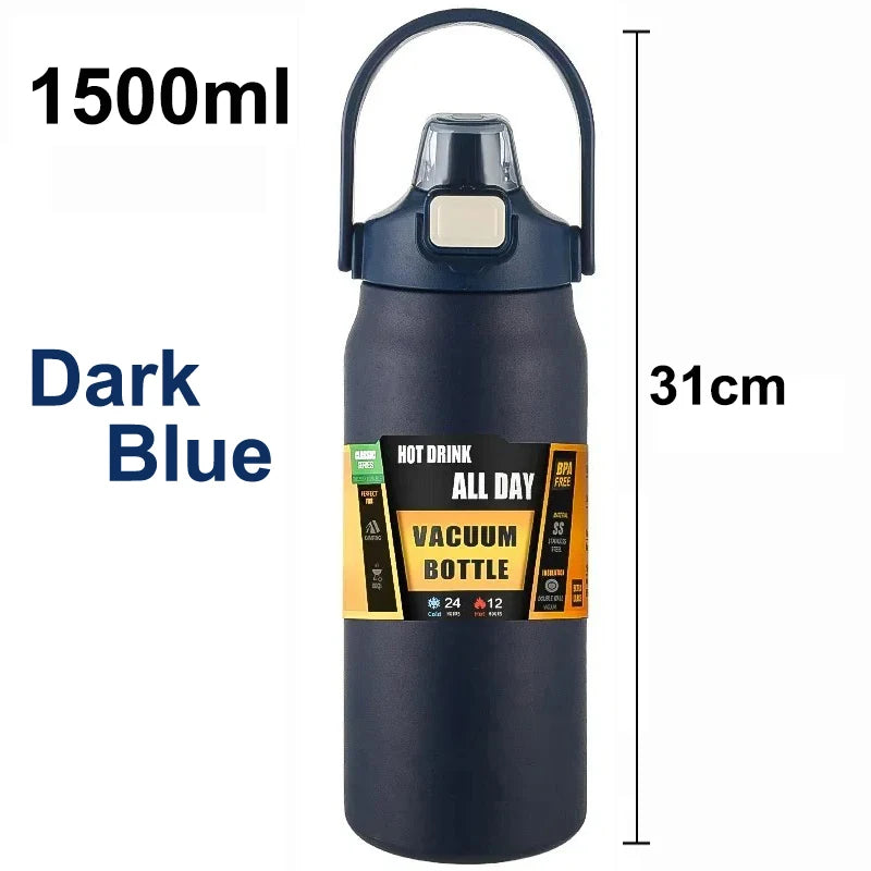 Outdoor Portable Thermos with Straw 304 Stainless Steel Thermal Mug Tumbler Cup Sports Vacuum Flasks Cold and Hot Water Bottle