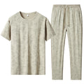Men 2 Piece Quick Dry Tracksuit Round Neck Short Sleeve Tee Drawstring Straight Pants Camo Print Set - View 8 | SAMAG