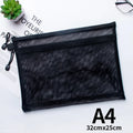 Nylon Mesh File Bag A4 A5 A6 Transparent Zipper Test Paper Information Bag Office Student Pen Bag Subject Bag Puzzle Storage Bag