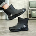 Men's New Short Rain Boots with Elastic Cuff Waterproof Non-Slip Soft Sole Work Rubber Shoes