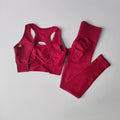 Women's Seamless Workout Set High Waisted Yoga Pants & Sports Bra with Removable Pads Booty Lifting for Running Training