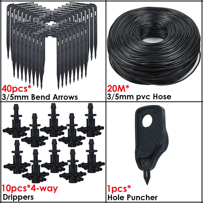 KESLA Greenhouse Drip Irrigation 4-Way 3/5mm 2-Way Drip Arrow Transmitter Garden Automatic Watering System Potted Plant 10/20set