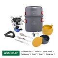 Widesea Camping Cookware Set Easy to Carry Multi Combinations Portable Outdoor Cooking Kit with Stove Cutlery for Hiking Picnic