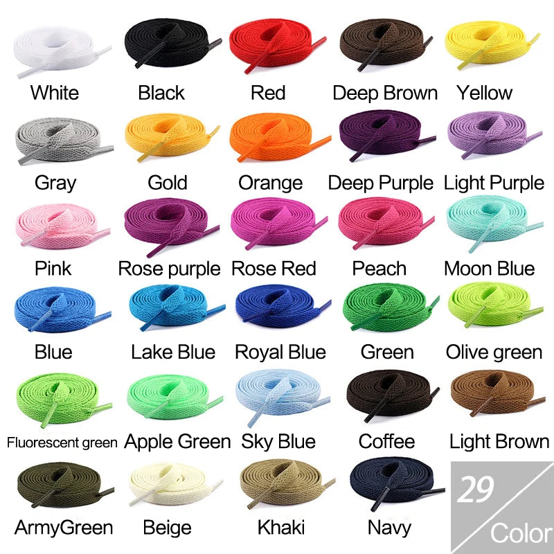 1 Pair 100 120 CM Length 29 colors Shoelace Flat Popular Sports Shoes Laces Casual Canvas Unisex Polyester Shoelaces Shoelace