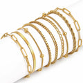 5Pcs Minimalist Chain Bracelets Women Stainless Steel Twist/Paperclip/Cuban Adjustable Stack Jewelry | SAMAG