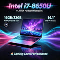 Intel Core i7 8650U 14.1 Inch Laptop 4C8T 1.9GHz 4.2GHz Boost 32GB DDR4 2TB SSD 1920x1080 Gaming Office Pro Max