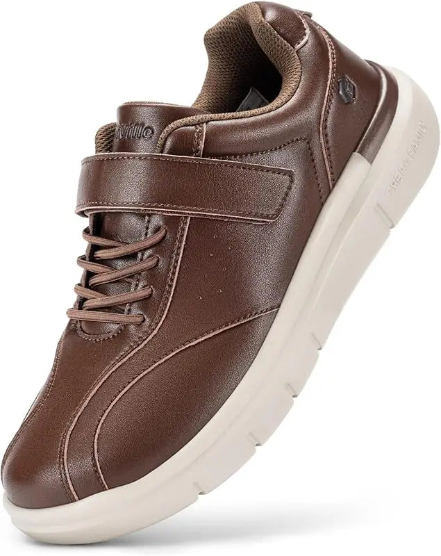 FitVille Men Wide Walking Shoes Casual Comfortable Oxford Shoe Lightweight Arch Support Non-Slip Leather Business Sneakers