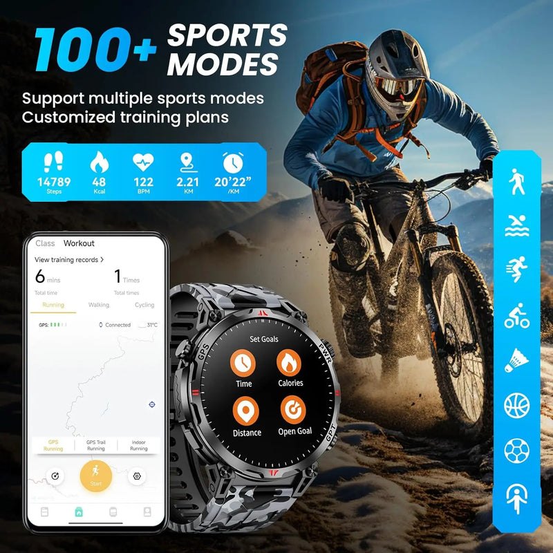 2026 New Outdoor GPS Sports Smartwatches Men Compass 10ATM Waterproof 24/7 Health Monitoring Chat GPT Bluetooth Call Smart Watch