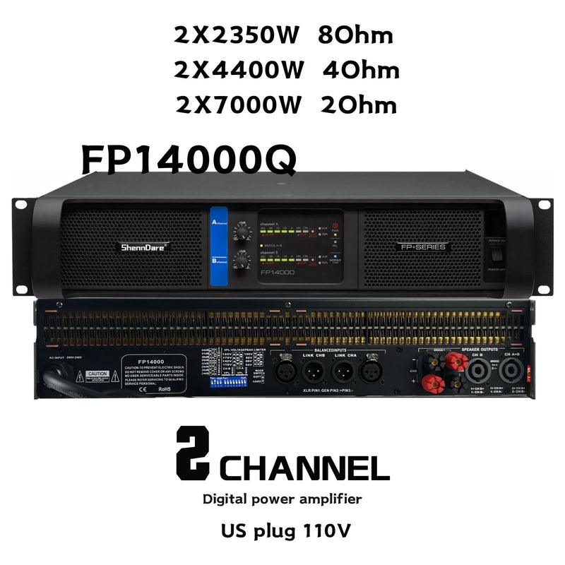 Original LOGO FP10000Q Professional Digital Power Amplifier 4x1350W 10000 Watt FP14000 2X2350W Audio DJ Subwoofer Amplifier